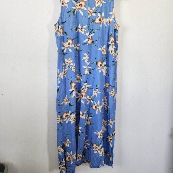 Womens Paradise Found Blue Aloha Hawaiian Dress Size Large Sleeveless - Picture 8 of 8